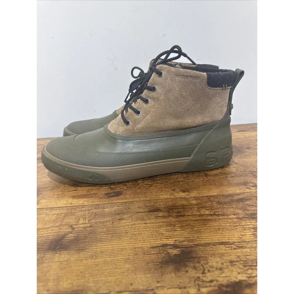 Sperry Men's Duck Boots Leather Upper Lace-Up Ankle Brown/Green US 11